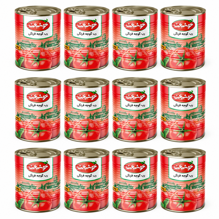 کنسرو رب گوجه فرنگی خوشبخت بسته ۱۲ عددی